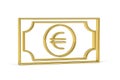 Golden 3d euro banknote icon isolated on white background Royalty Free Stock Photo