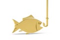 Golden 3d fish icon isolated on white background Royalty Free Stock Photo