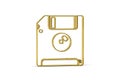 Golden 3d floppy disk icon isolated on white background Royalty Free Stock Photo