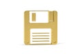 Golden 3d floppy disk icon isolated on white Royalty Free Stock Photo