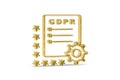 Golden 3d GDPR file settings icon isolated on white background