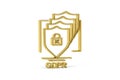 Golden 3d GDPR security icon isolated on white background