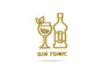 Golden 3d gin tonic icon isolated on white background