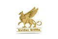 Golden 3d griffin icon isolated on white background Royalty Free Stock Photo