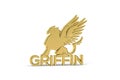 Golden 3d griffin icon isolated on white background Royalty Free Stock Photo