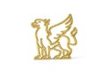 Golden 3d griffin icon isolated on white background Royalty Free Stock Photo