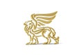 Golden 3d griffin icon isolated on white background Royalty Free Stock Photo