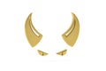 Golden 3d horns icon isolated on white background Royalty Free Stock Photo