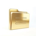 Golden 3D Icon of a Folder with Documents on White Background symbol Royalty Free Stock Photo