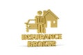 Golden 3d insurance broker icon isolated on white background