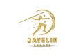 Golden 3d javelin throwing icon isolated on white background Royalty Free Stock Photo