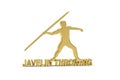 Golden 3d javelin throwing icon isolated on white background Royalty Free Stock Photo