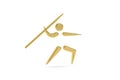 Golden 3d javelin throwing icon isolated on white background Royalty Free Stock Photo