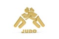 Golden 3d judo icon isolated on white background