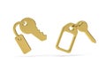 Golden 3d key icon isolated on white background Royalty Free Stock Photo