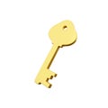 Golden 3d key icon isolated on white background - 3d render. Royalty Free Stock Photo