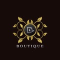 Golden D Letter Luxury Frame Boutique Initial Logo Icon, Elegance logo letter design template Royalty Free Stock Photo