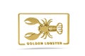 Golden 3d lobster icon isolated on white background