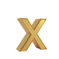 Golden 3d lowercase letter x symbol isolated on white background illustration Royalty Free Stock Photo