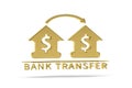 Golden 3d money transfer icon isolated on white background Royalty Free Stock Photo