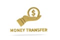 Golden 3d money transfer icon isolated on white background Royalty Free Stock Photo