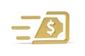 Golden 3d money transfer icon isolated on white background Royalty Free Stock Photo