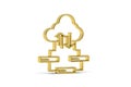 Golden 3d networking icon isolated on white background