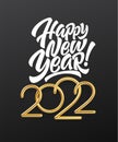 2022 Golden 3d number. Happy 2022 New Year. Vector illustration
