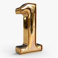 Golden 3D Number 1 Isolated Against A White Background. Leader Or Top One Royalty Free Stock Photo