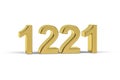 Golden 3d number 1221 - Year 1221 isolated on white background Royalty Free Stock Photo