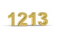 Golden 3d number 1213 - Year 1213 isolated on white background Royalty Free Stock Photo