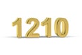 Golden 3d number 1210 - Year 1210 isolated on white background Royalty Free Stock Photo