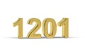 Golden 3d number 1201 - Year 1201 isolated on white background Royalty Free Stock Photo