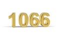 Golden 3d number 1066 - Year 1066 isolated on white background Royalty Free Stock Photo