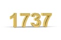 Golden 3d number 1737 - Year 1737 isolated on white background Royalty Free Stock Photo