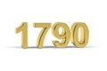 Golden 3d number 1790 - Year 1790 isolated on white background Royalty Free Stock Photo