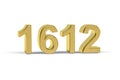 Golden 3d number 1612 - Year 1612 isolated on white background Royalty Free Stock Photo