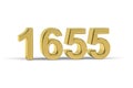 Golden 3d number 1655 - Year 1655 isolated on white background - Royalty Free Stock Photo