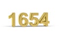 Golden 3d number 1654 - Year 1654 isolated on white background Royalty Free Stock Photo