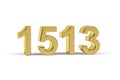 Golden 3d number 1513 - Year 1513 isolated on white background Royalty Free Stock Photo