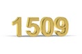 Golden 3d number 1509 - Year 1509 isolated on white background Royalty Free Stock Photo