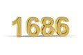 Golden 3d number 1686 - Year 1686 isolated on white background Royalty Free Stock Photo