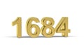 Golden 3d number 1684 - Year 1684 isolated on white background Royalty Free Stock Photo