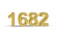 Golden 3d number 1682 - Year 1682 isolated on white background Royalty Free Stock Photo
