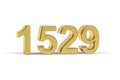 Golden 3d number 1529 - Year 1529 isolated on white background Royalty Free Stock Photo