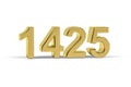 Golden 3d number 1425 - Year 1425 isolated on white background Royalty Free Stock Photo