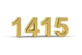Golden 3d number 1415 - Year 1415 isolated on white background Royalty Free Stock Photo