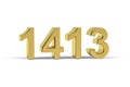 Golden 3d number 1413 - Year 1413 isolated on white background Royalty Free Stock Photo