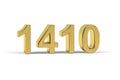 Golden 3d number 1410 - Year 1410 isolated on white background Royalty Free Stock Photo