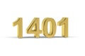 Golden 3d number 1401 - Year 1401 isolated on white background Royalty Free Stock Photo